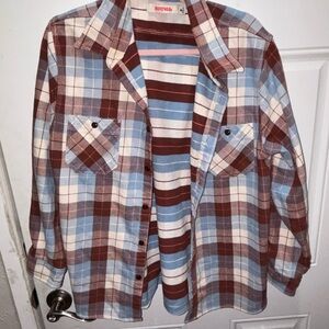 Birdwell Blue and Brown Plaid Casual Shirt box Ao